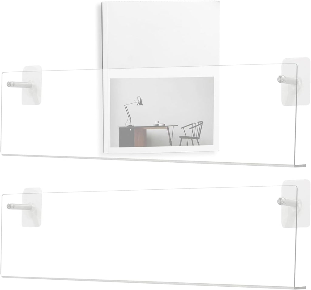  Présentoir à Disques | Étagère Murale En Acrylique Transparent 2 Pièces,Organisateur Et Support D'Affichage Pour Disques Sans Perçage,Pour Salon Chambre Appartement Adolescents Et Adultes Livres Carne