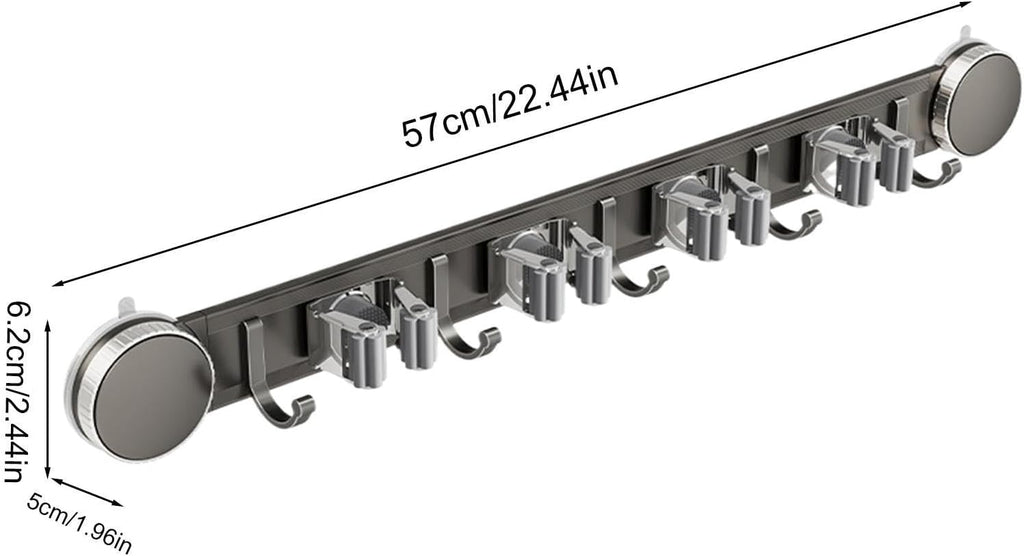  Générique Support Mural Pour Porte-balai – Organisateur à Ventouse Robuste | Support à Outils De Nettoyage Antirouille, Système De Stockage De Vadrouille Peu Encombrant, Solide Et Sécurisé