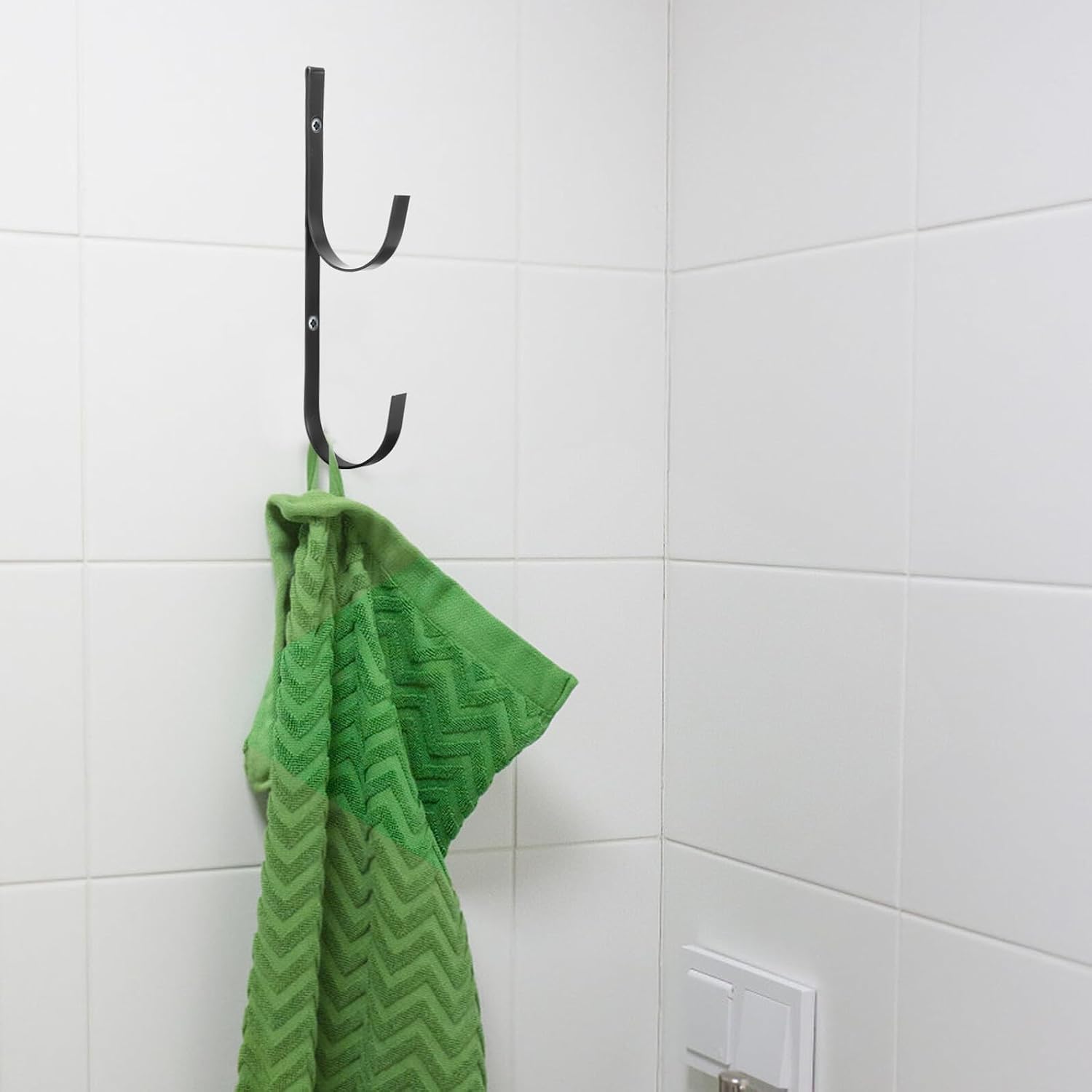  Cabilock Crochets En Fer Noir Multi-fonction Pour Poteau De Piscine Lot De 2 Double Crochet Support Extérieur Pour Accrocher Maillots Et Accessoires De Piscine