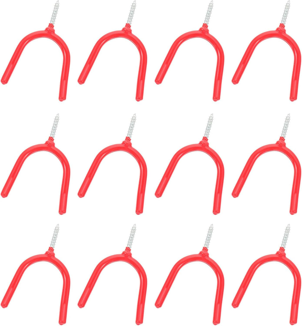  Ciieeo Crochets Multi-usages En Acier Revêtement Vinyle Rouge, Forme Y Double Crochet, Lot De 16 Pour Rangement Garage Et Porte-serpillière Robuste