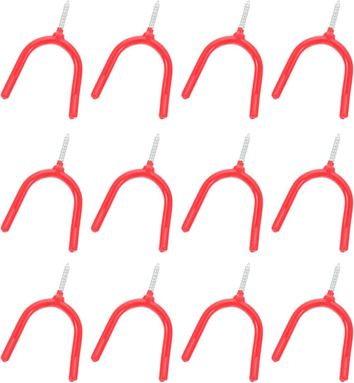  Ciieeo Crochets Multi-usages En Acier Revêtement Vinyle Rouge, Forme Y Double Crochet, Lot De 16 Pour Rangement Garage Et Porte-serpillière Robuste