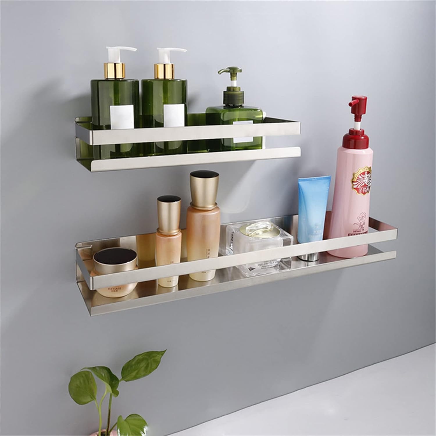  Étagère De Salle De Bains Carrée En Acier Inoxydable 30/40/50 Cm Cuisine Étagères Murales Douche Panier De Douche Accessoires De Salle De Bain Étagères Flottantes Murales (Color : Brushed 20cm)