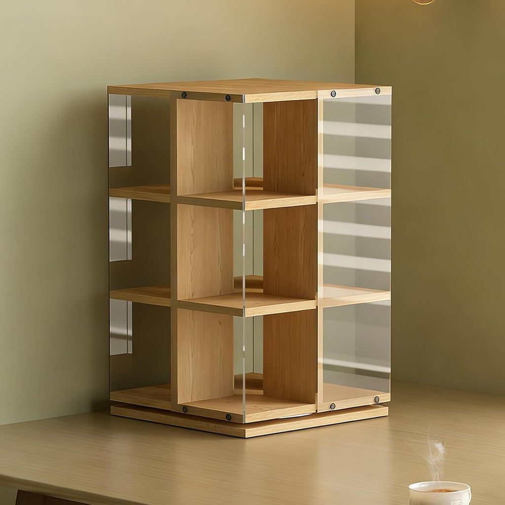  Tour De Rangement Rotative Pour CD, DVD, Disque Vinyle, Design Rotatif à 360°, Rangement Ouvert Sur Les 4 Côtés, Capacité De 120 CD, Compartiment Unique 14 X 14 Cm (couleur Noyer)