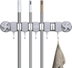  Générique Support De Porte-balais - Rack Rangement D'aspiration Avec 5 Crochets Pour Outils Nettoyage, Organisateur De Services Publics Brosse Gants Gants Serviettes Chiffons, Support Mural