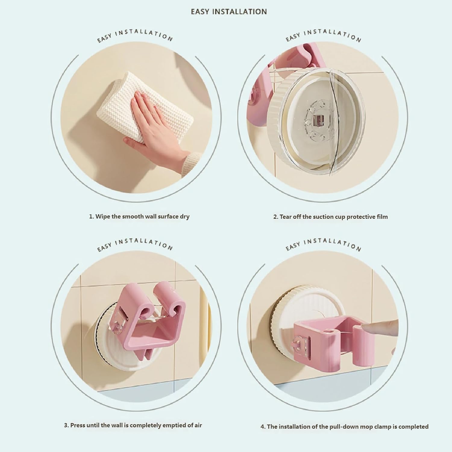  Lot De 2 Supports De Balai à Ventouse Pour économiser De L'espace - Multi-usage - Fixation Murale - Pour Salle De Bain Et Cuisine