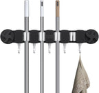  Générique Support De Porte-balais - Rack Rangement D'aspiration Avec 5 Crochets Pour Outils Nettoyage, Organisateur De Services Publics Brosse Gants Gants Serviettes Chiffons, Support Mural