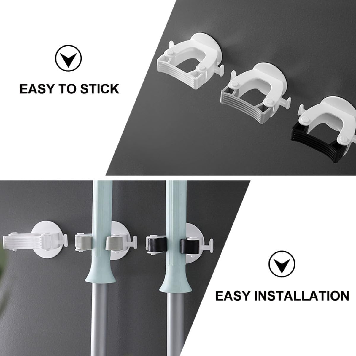  Gatuida 4pcs Crochet De Balai Sans Perçage En Plastique Adhésif Support Mural Lourd Pour Balai Et Parapluie Accessoire Pratique Pour Maison Et Bureau