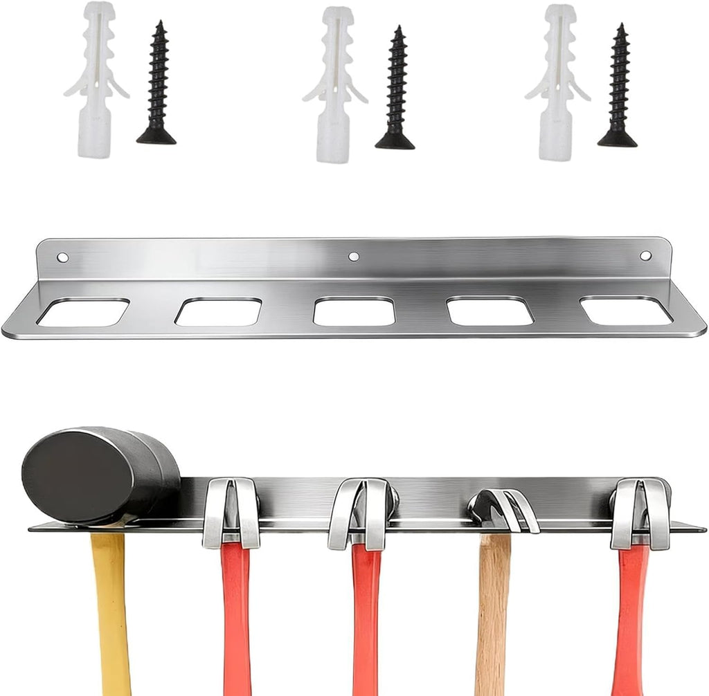 GENERIC Organiseur Mural à 5 Emplacements Pour Outils – Support Mural Utilitaire De Garage, Cintre à Outils Robuste Avec Crochets Intégrés, Organisateur De Marteau De Garage, En Acier Massif, Rangement Peu