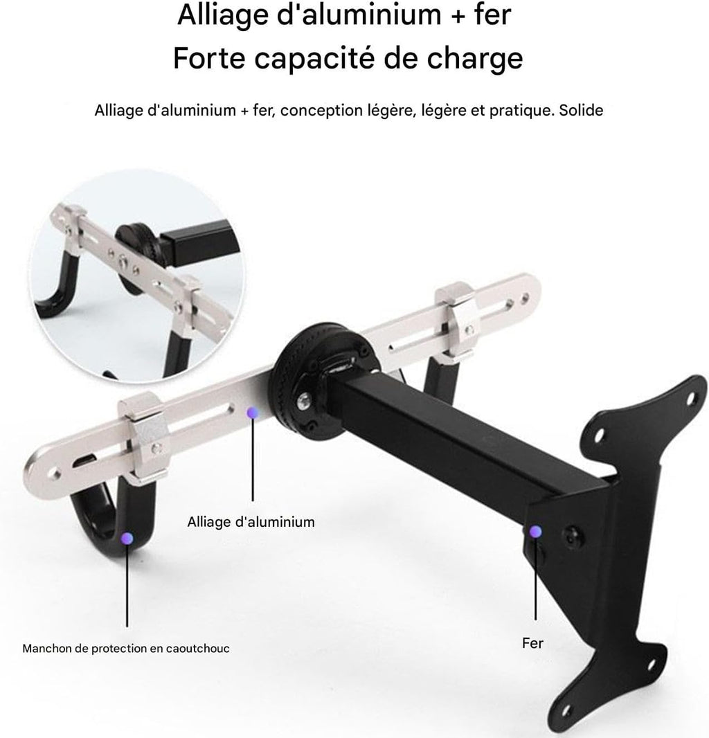  Support Vélo Mur | Support Horizontal Pour Vélo | Organisateur Porte-Manteau Réglable Robuste Pour Atelier Exposition Rangement Intérieur Organisation Et Gain De Place à La