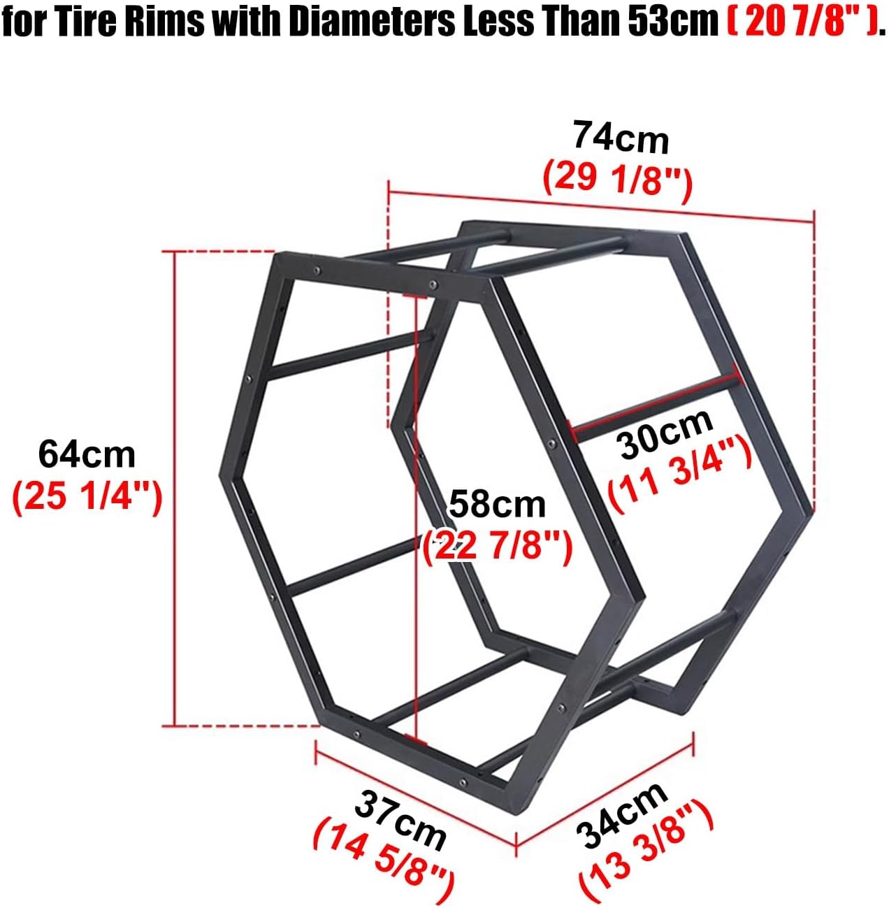  Générique Support De Rangement Pour Jantes De Pneus Robuste, Support Hexagonal Empilable En Acier, Pour Atelier De Réparation Automobile Et Abri Auto (3 Cadres + 1 Base)