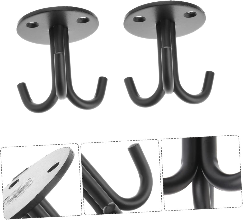  Ciieeo Crochet Support Mural Robuste Et Facile à Installer En Acier Inoxydable 2pcs Noir Suspendre Pour Rangement Plafond Et Décoration D'espace
