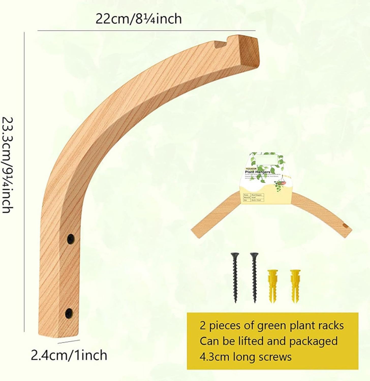 GENERIC Crochet Pour Plantes En Bois, Support Mural, 24 X 21 Cm, Support De Pot Antidérapant Avec Support Robuste, Cadre En Bois, Support De Plante Suspendu Avec Style Naturel, Décoration De Jardin Pour