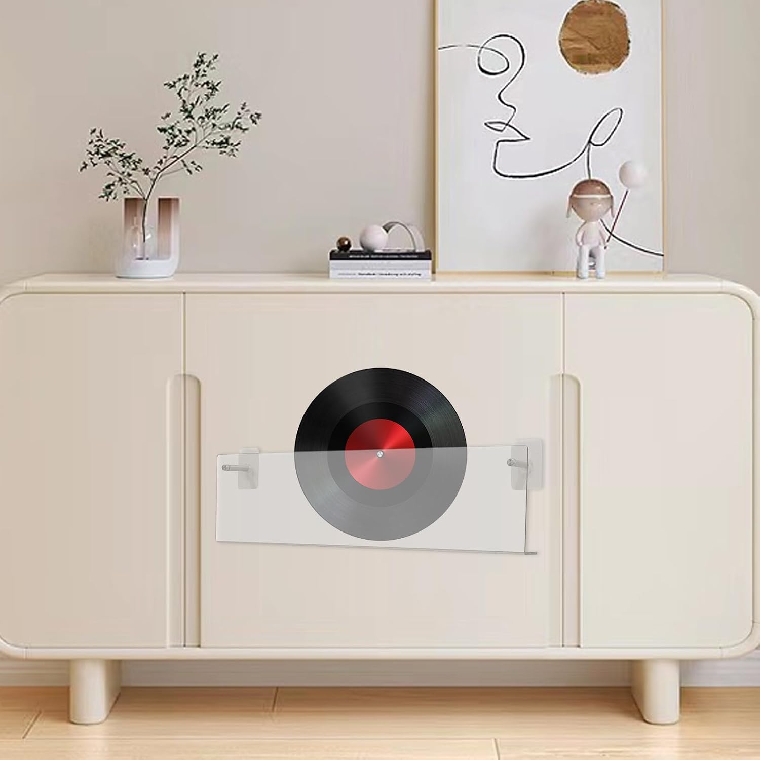  Présentoir à Disques | Étagère Murale En Acrylique Transparent 2 Pièces,Organisateur Et Support D'Affichage Pour Disques Sans Perçage,Pour Salon Chambre Appartement Adolescents Et Adultes Livres Carne