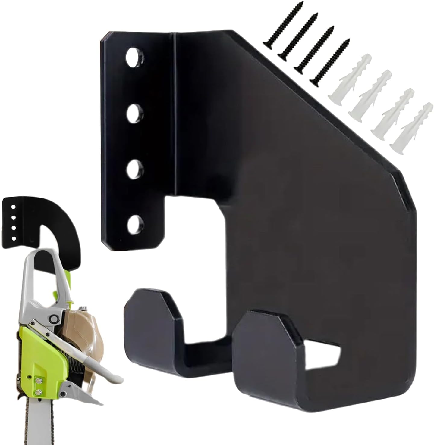  Générique Chainsaw Hanger Wall Mount, Garage Tool Rack, Heavy Duty Holder, Space-Saving Design, Stable And Secure, For Chainsaw Shovel Workshop Oil Pot Storage, 4.724x1.57x0.98x2.95x2.36 Inches