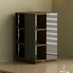  Tour De Rangement Rotative Pour CD, DVD, Disque Vinyle, Design Rotatif à 360°, Rangement Ouvert Sur Les 4 Côtés, Capacité De 120 CD, Compartiment Unique 14 X 14 Cm (couleur Noyer)