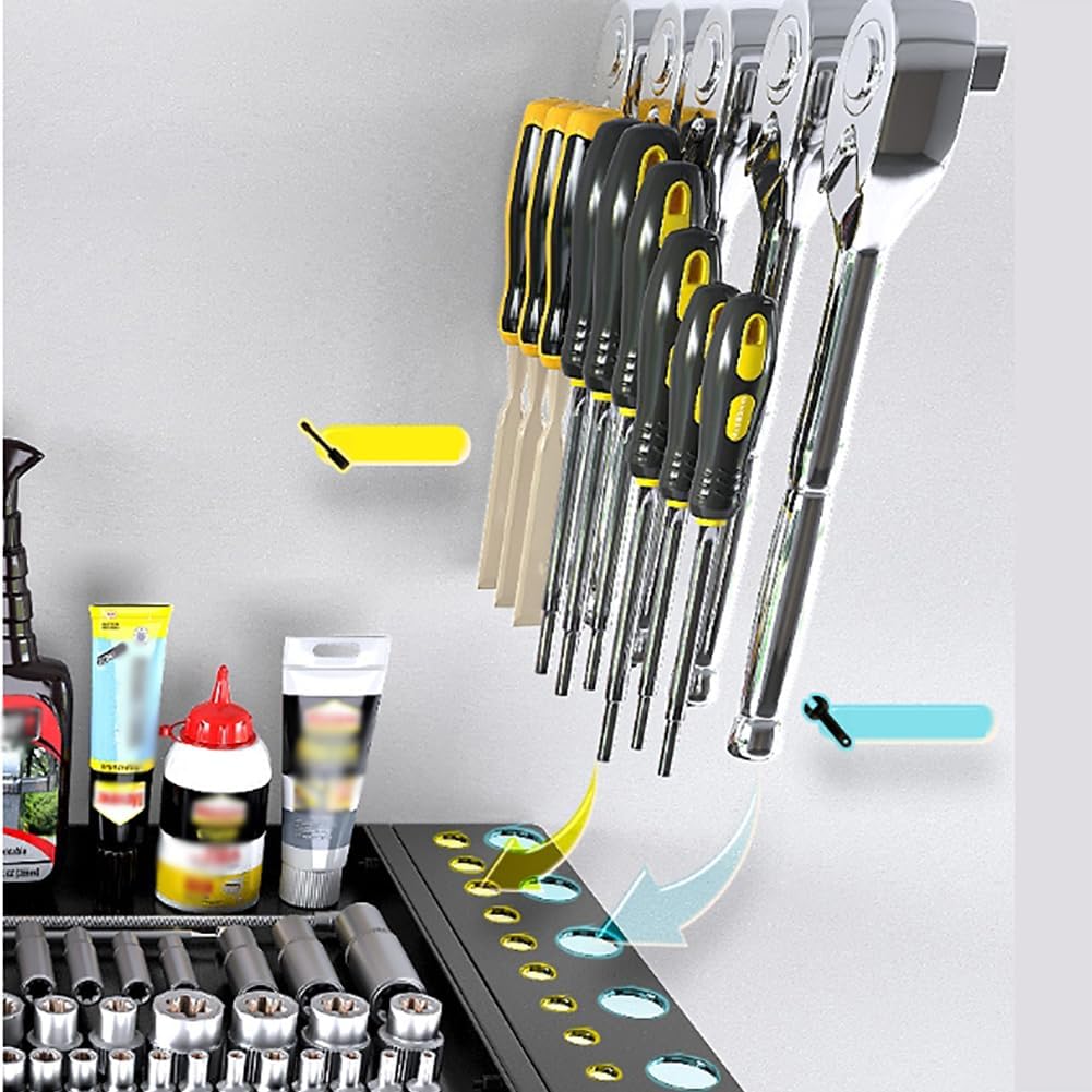  Organisateur D'Outils ÉLectriques De Rangement Outils Mural ÉTagèRe à Porte Outils Mural à 4 Niveaux, Rangement Garage Atelier Support Outils Mural Pour Garage, Atelier, 60x24.5x41.5 Cm (Noir)