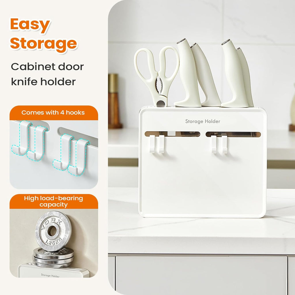  Support De Cutter - Organiseur Mural Pour Ciseaux - 22,6 X 20,6 X 3,5 Cm - Avec Crochets Pour Outils De Cuisine, éplucheur, éponge, Brosse, Ustensiles De Cuisine, Ustensiles De Cuisine