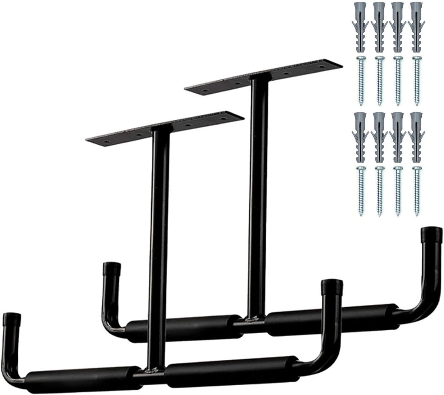  Générique Rack De Rangement Suspendu Pour Garage,2 Pièces Supports Organisateurs En T | Stockage Au Plafond Du Garage,Pour Vélo, Échelle, Bois, Pelles, Perches, Cannes À Pêche, Skis, Sous-Sol,