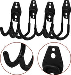  Gatuida Lot De 4 Crochets Métalliques Robustes Noirs Pour Garage Supports Muraux Lourds Avec Revêtement Antidérapant Crochets De Rangement Polyvalents Pour Outils Vélos Et Échelles