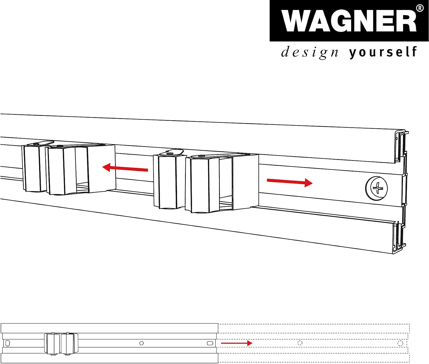  WAGNER Support D'appareils CLIPS & RAIL EXTENSIBLES - 600-1170 X 55 Mm, 5 Clips 52 X 52 X 38 Mm, En Aluminium, Pour Appareils Ø Max. 3 Cm, Capacité De Charge Jusqu'à 2 Kg/clip - 15204611