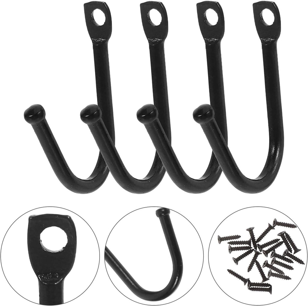  VALICLUD Crochets Muraux En Fer Noir 20pcs Pour Suspendre Charges Lourdes, Installation Facile, Pour Rangement D'outils De Jardin Et Garage