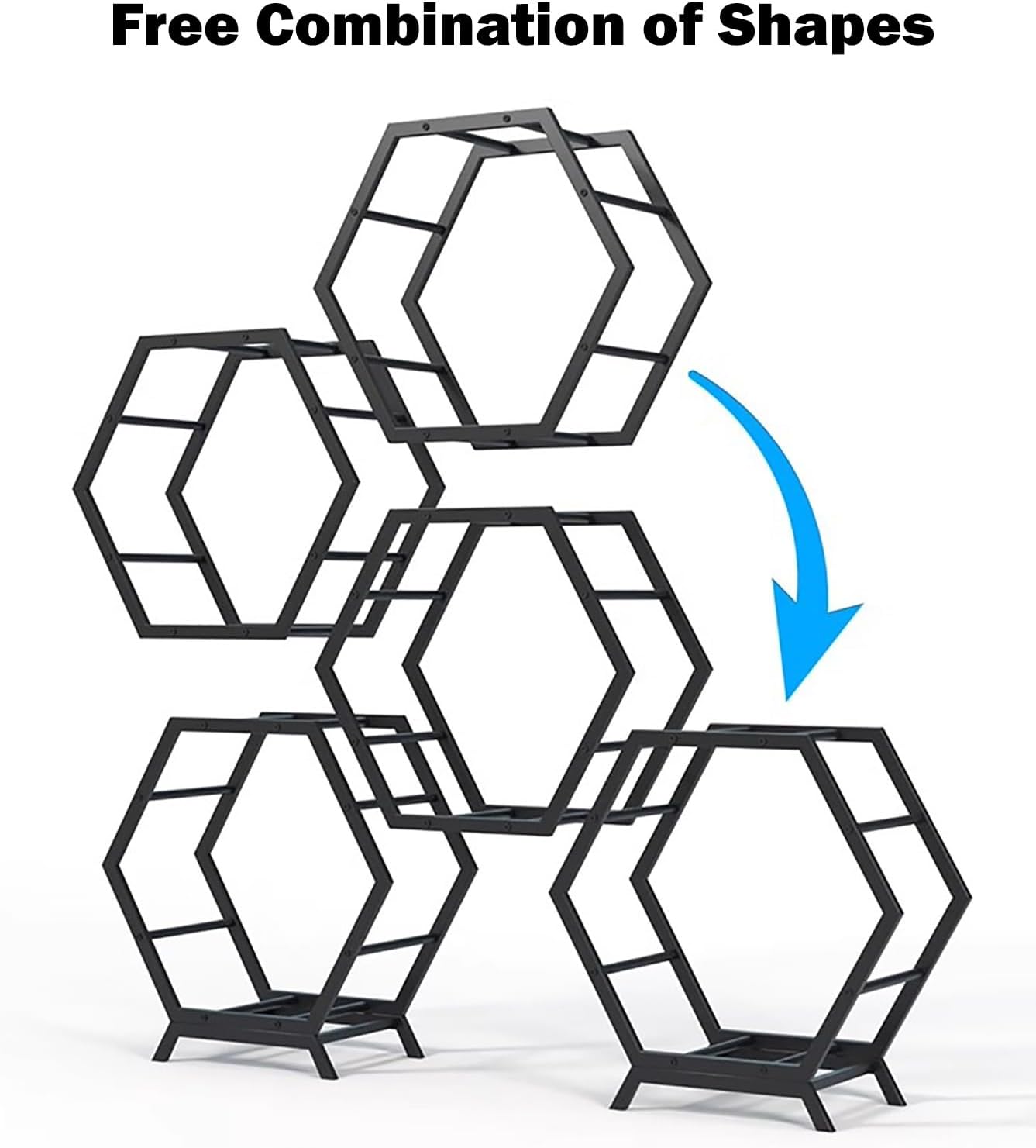  Support De Jantes Multi-pneus Robuste, Support De Rangement Hexagonal Empilable, étagères De Support De Roue De Véhicule Faciles à Assembler (4 + 2), Idéal Pour L'affichage Et L'organisation