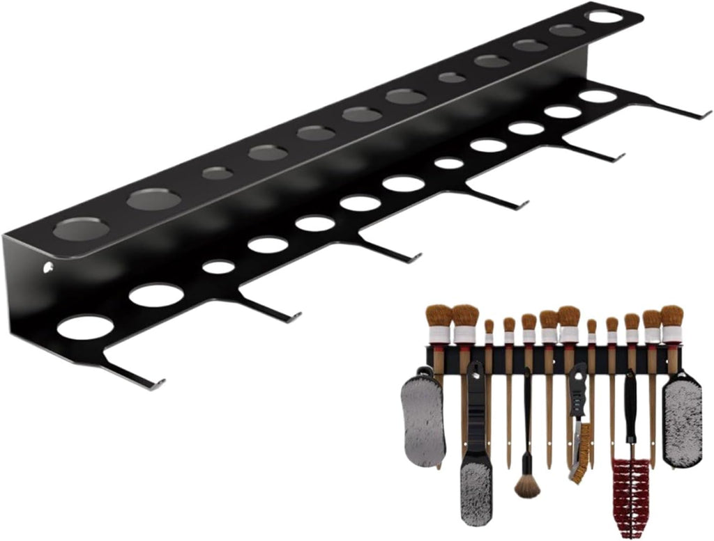  Support Mural Pour Brosses De Détail, Solution De Rangement Stable Et Peu Encombrante Avec Crochets Robustes – Rangement Pour Accessoires De Détail, Pour Garage, Atelier, Buanderie Et Salle