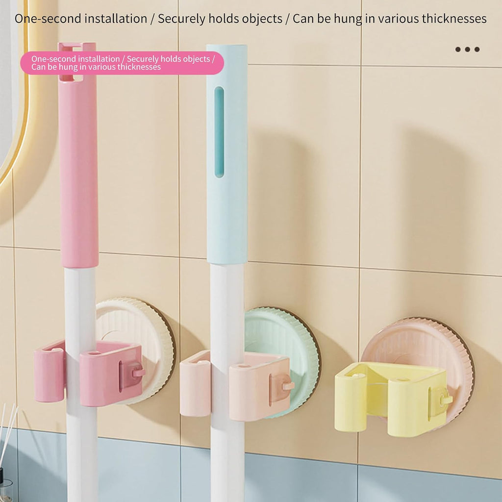  Lot De 2 Supports De Balai à Ventouse Pour économiser De L'espace - Multi-usage - Fixation Murale - Pour Salle De Bain Et Cuisine