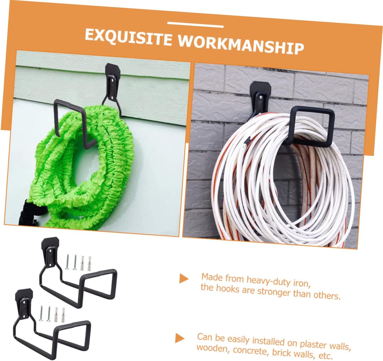  Jojofuny 2pièces Crochets De Garage Pour Outils Et Rallonges Électriques Supports Muraux De Rangement Résistants Adaptés à Diverses Surfaces