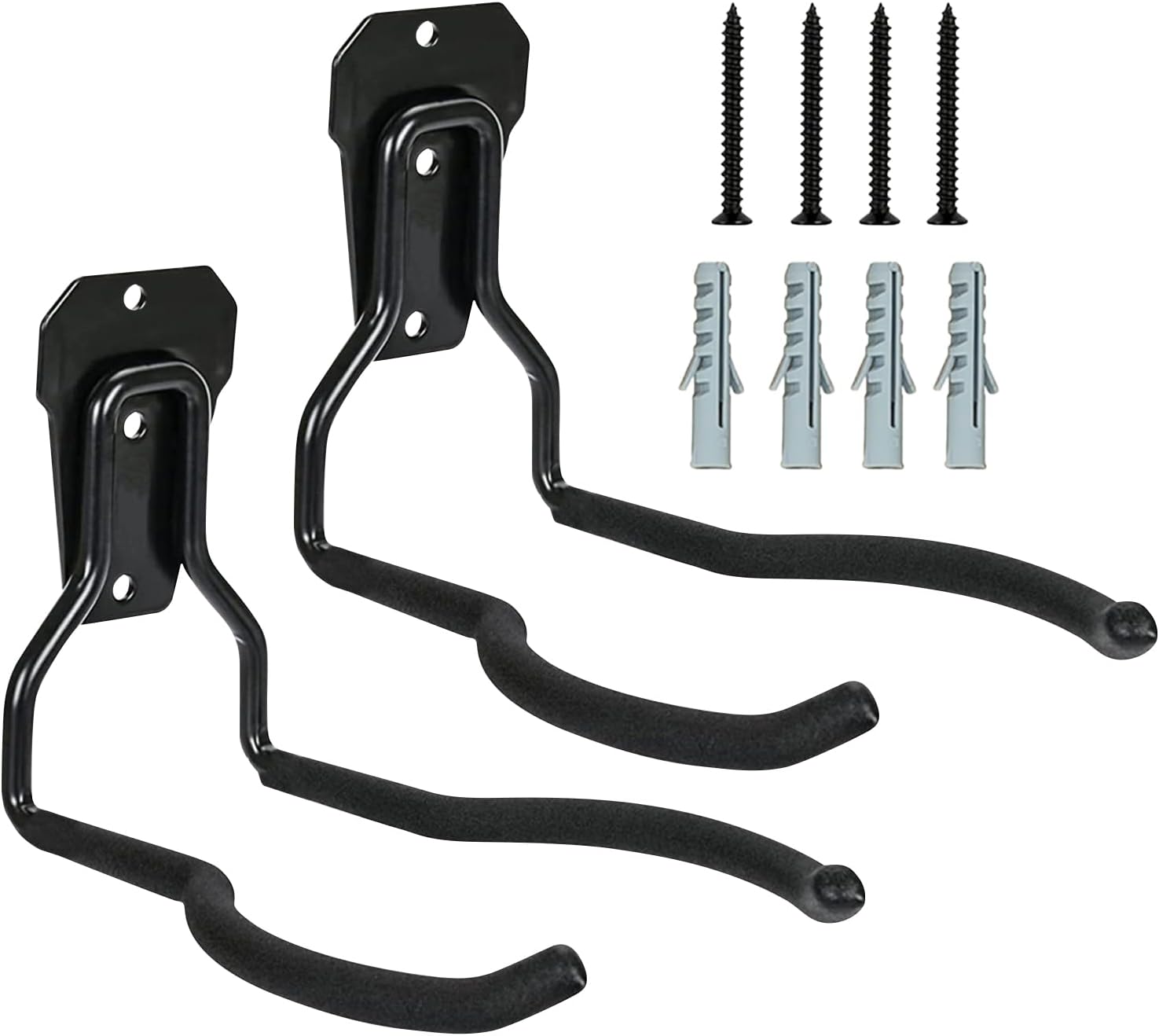  Générique Crochets Mural Garage | Porte-Outils Noir Antirouille - Jardin,Organisateur Polyvalent Gain De Place Avec Crochets Pour Système De Rangement Mural De Garage