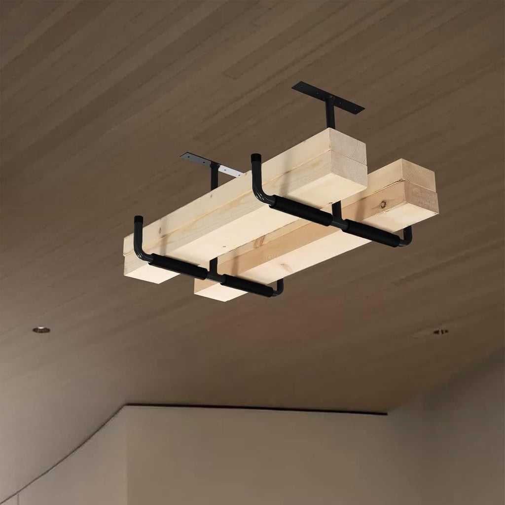  Rack De Rangement Pour Plafond De Garage - 2 Pièces Supports Organisateurs En T | Stockage Au Plafond Du Garage,Pour Échelle, Bois, Équipements Sportifs, Pelles, Cannes À Pêche, Skis, Cave,