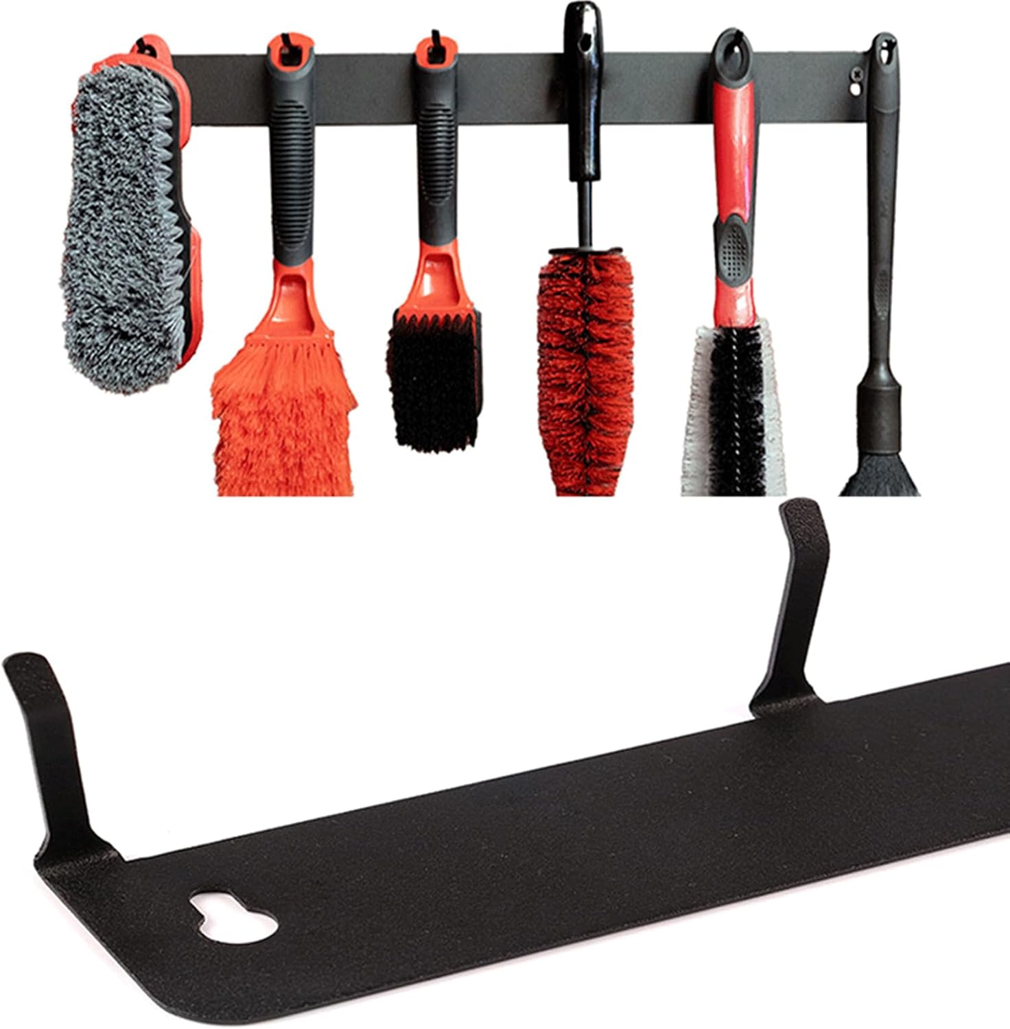  Générique Porte-brosses De Détail,Support Métallique Pour Brosses Avec 6 Crochets | Crochets Compacts Pour Garage Détail Mobile Conducteurs Enthousiastes Outils Nettoyage Roues Maison