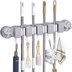  Support Murale Pour Balai - Support De Rangement Murale Avec Ventouses - Organisateur Outils Pour Balai Pelle Torchon Chiffon Gants Brosse