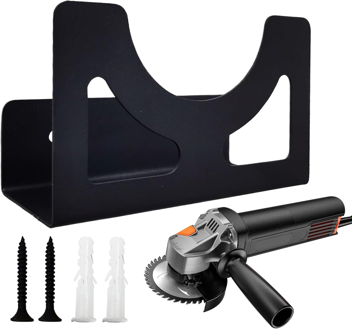  Support Mural Pour Meuleuse D'angle, Cadre En Acier Robuste, Support De Serré, Rangement D'outils électriques Pour Clé, Perceuse, Polisseuse, Garage, Organisation D'atelier, 12 X 4 X 7 Cm