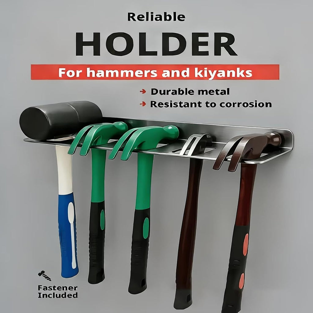 GENERIC Organiseur Mural à 5 Emplacements Pour Outils – Support Mural Utilitaire De Garage, Cintre à Outils Robuste Avec Crochets Intégrés, Organisateur De Marteau De Garage, En Acier Massif, Rangement Peu