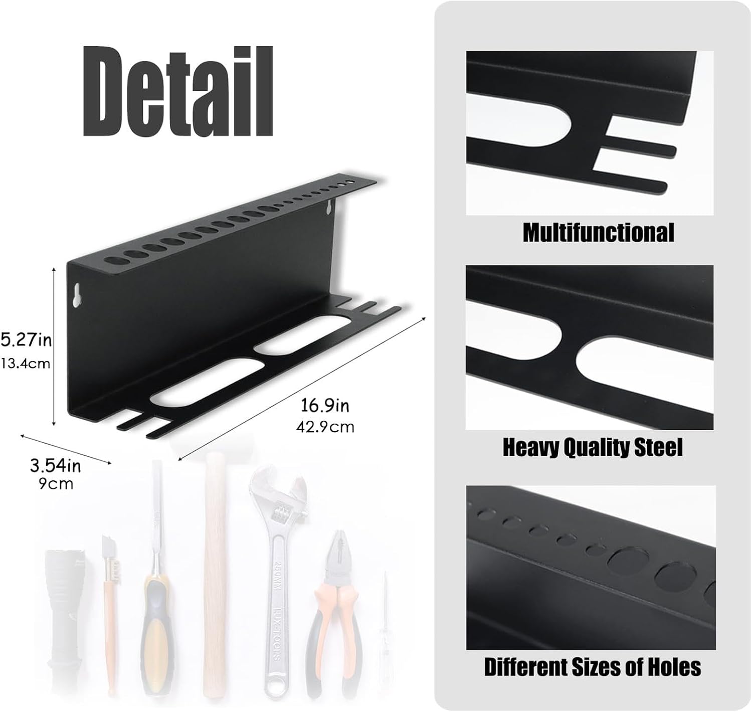  Metal Workshop Organizer, Hand Tool Storage, Tool Storage For Workshop, Garage Organization Rack, Workshop Screw Organizer, Pliers And Wrench Holder, Tool Organizer For Home 42.9x9x13.4cm