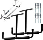  Racks De Rangement Pour Plafond De Garage,2 Pièces En Métal Robuste En T - Kit À Crochets Suspendus Garage,Pour Échelle, Bois, Équipements Sportifs, Pelles, Cannes À Pêche, Skis, Cave, Abri De