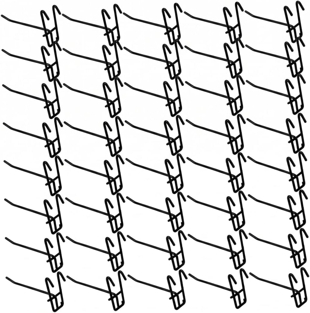  Lot De 50 Crochets Muraux En Grille, Dos Renforcé Stable, Revêtement Résistant à La Rouille, Idéal Pour Et Présentoirs De Fils – Noir, 10 Cm
