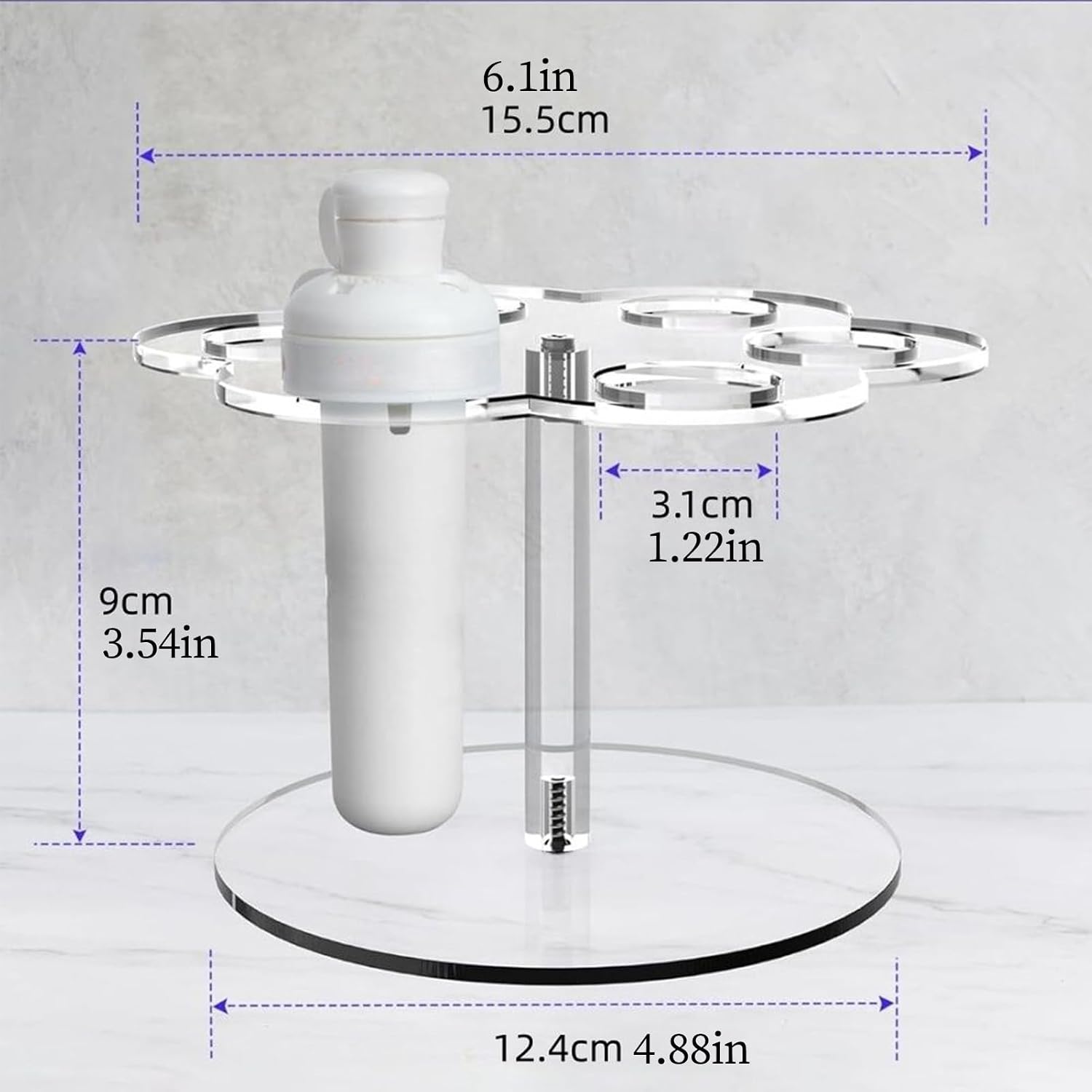  Étagère De Rangement Pour Cartouches | Étagère Transparente Peu Encombrante Avec 6 Trous | Support Antidérapant | Pour Bouteille D'eau, Déplacement, Maison, Cuisine, Bureau, Voiture, Bureau, Coin