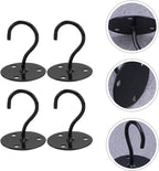  Cabilock Crochets De Plafond En Fer Noir Fixation Multiple Sans Soudure 4pcs Pour Plantes Suspendues Et Vêtements, Pour Mur Et Terrasse