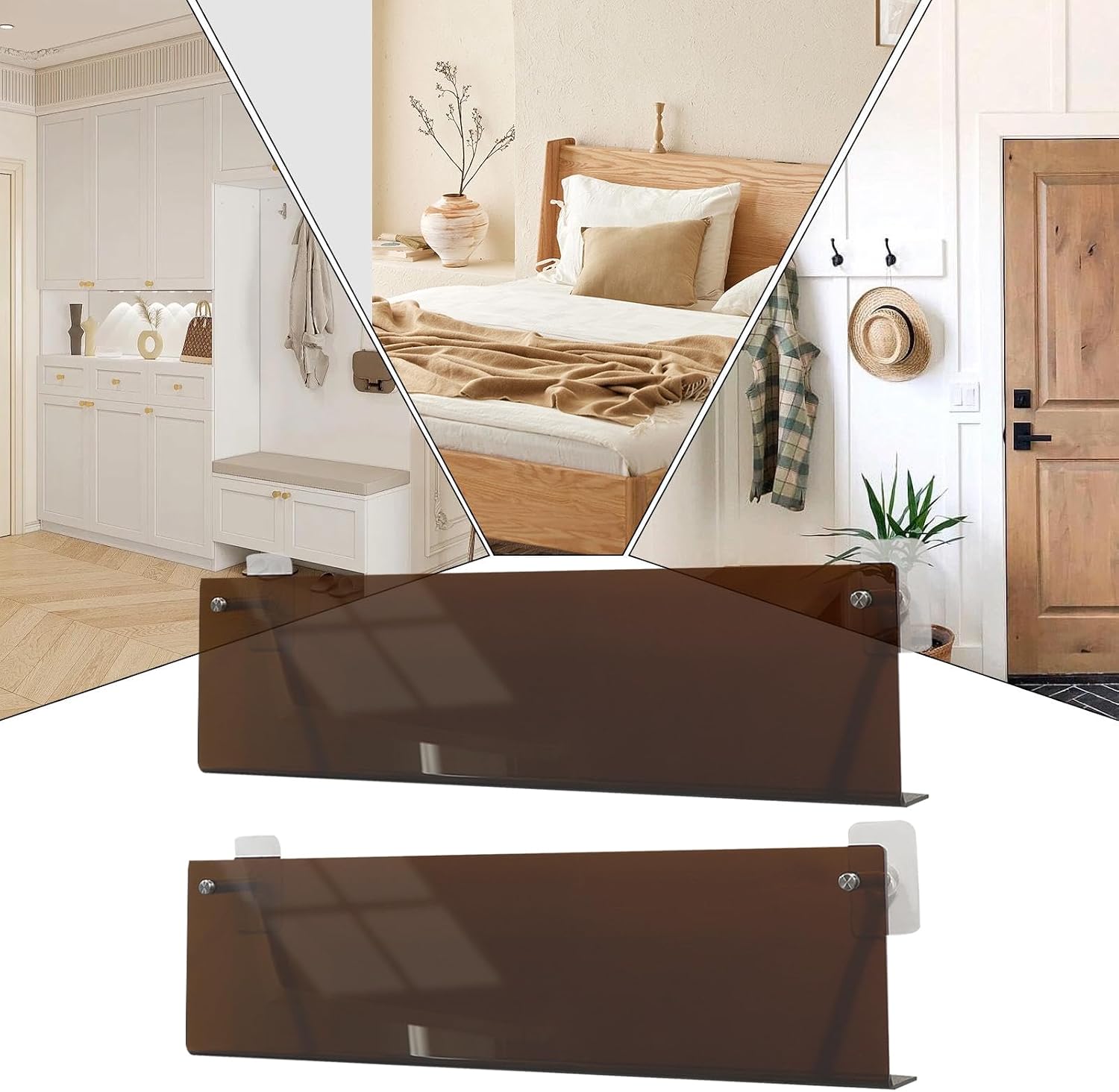 GENERIC Support D'album, étagère Multifonction Adhésive Transparente, Support Pour Album De Disques Avec Construction Robuste, Accessoire De Rangement Sans Perforation, Organiseur De Maison Avec Installation