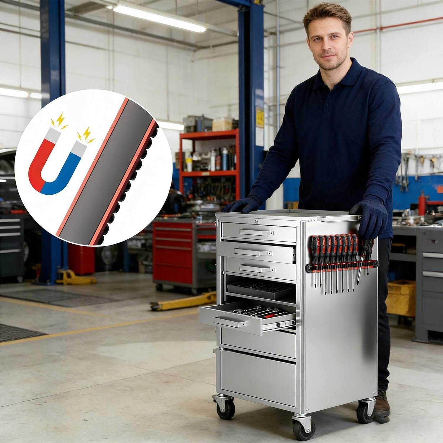 GENERIC Porte-tournevis Magnétique – Porte-clé En Aluminium – Porte-outils – Pour La Maison, La Cuisine, Le Garage, La Cave, La Salle De Réparation, L'établi