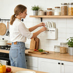  Support De Cutter - Organiseur Mural Pour Ciseaux - 22,6 X 20,6 X 3,5 Cm - Avec Crochets Pour Outils De Cuisine, éplucheur, éponge, Brosse, Ustensiles De Cuisine, Ustensiles De Cuisine