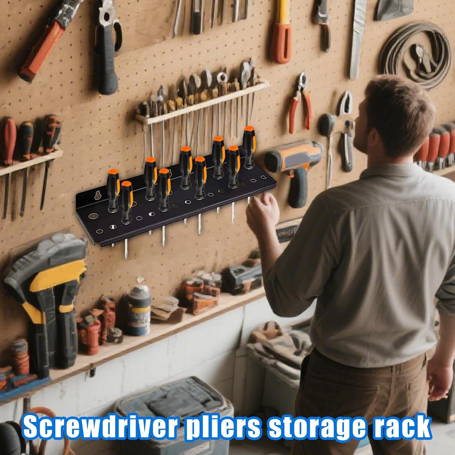 GENERIC Organiseur De Tournevis, Support Mural Pour Outils, 25 Trous, Support Robuste Pour Atelier, Entretien Automobile, Assemblage électronique, Réparation à Domicile