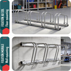  Vounot® Râtelier Vélo 4 Vélos Range Vélo Système Range Vélo Rangement Pour Vélo Support Pour Bicyclette Sol Ou Mural En Acier Revêtu Support De Rangement Vélo Jardin Ou Garage Râtelier Familial