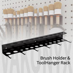  Support Mural Pour Brosses De Détail, Solution De Rangement Stable Et Peu Encombrante Avec Crochets Robustes – Rangement Pour Accessoires De Détail, Pour Garage, Atelier, Buanderie Et Salle
