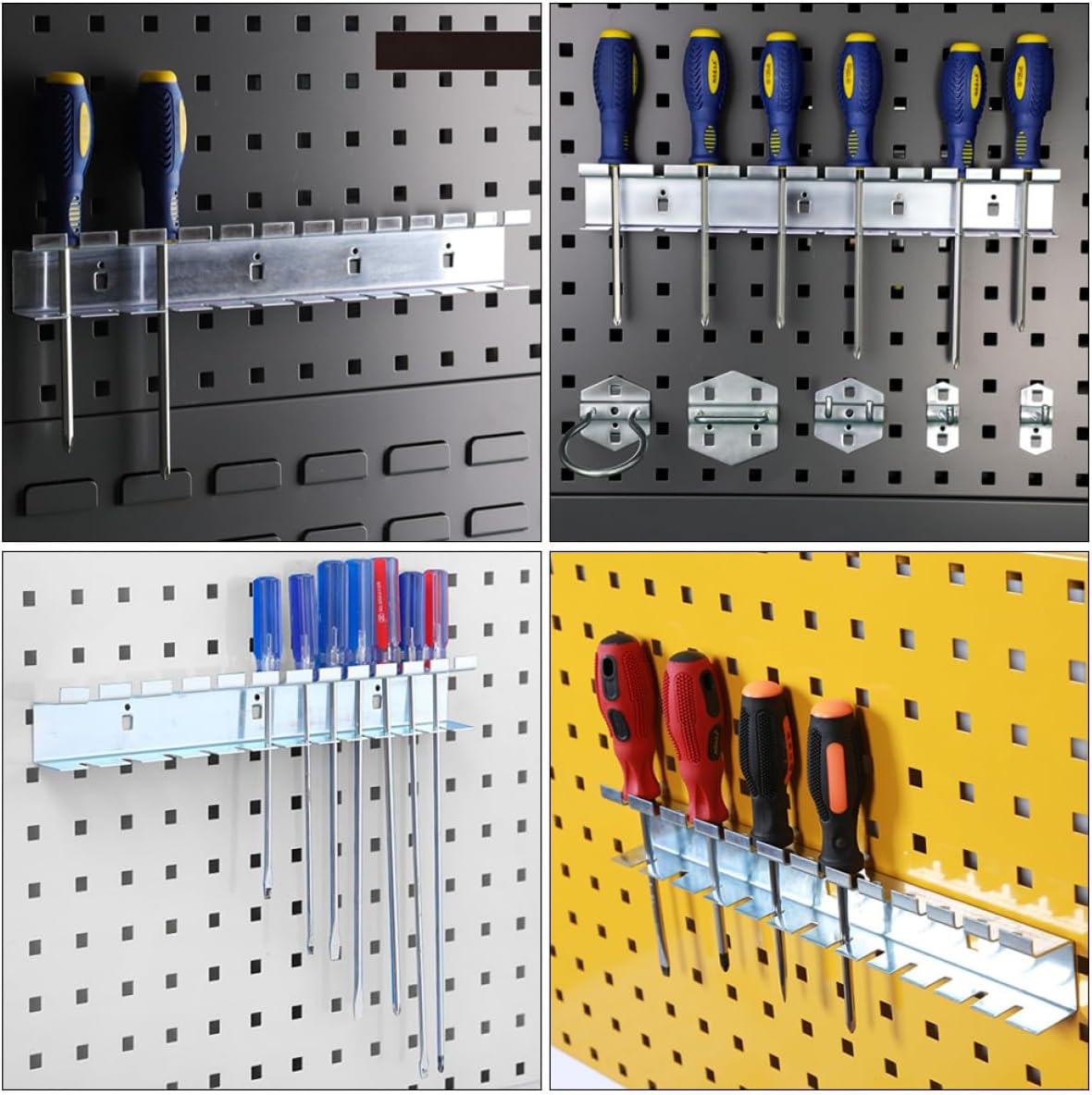  Healvian Support Mural Pour Tournevis En Acier Électroplaqué Antirouille, 12 Trous Pour 12 Outils, Étagère De Rangement Robuste Pour Atelier, Garage Et Espace Industriel, Porte-Outils