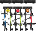  Vounot® Support Vélos Mural En Métal Pour 6 Vélos + 3 Casques Porte De Rangement Avec 6 Coussinets Silicone Anti Taches Crochet Fixation Robuste Pour Garage Cave Noir