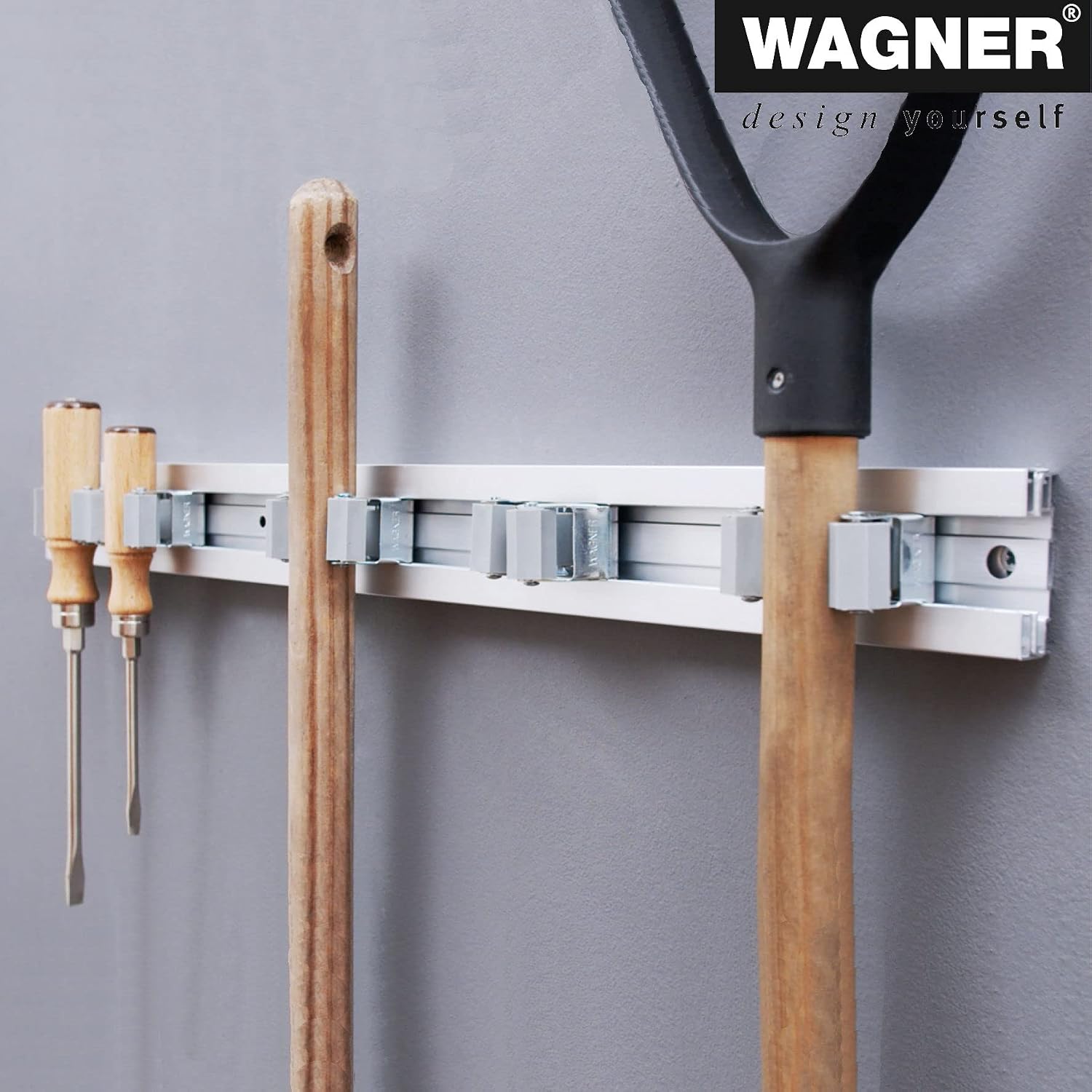  WAGNER Support D'appareils CLIPS & RAIL EXTENSIBLES - 600-1170 X 55 Mm, 5 Clips 52 X 52 X 38 Mm, En Aluminium, Pour Appareils Ø Max. 3 Cm, Capacité De Charge Jusqu'à 2 Kg/clip - 15204611
