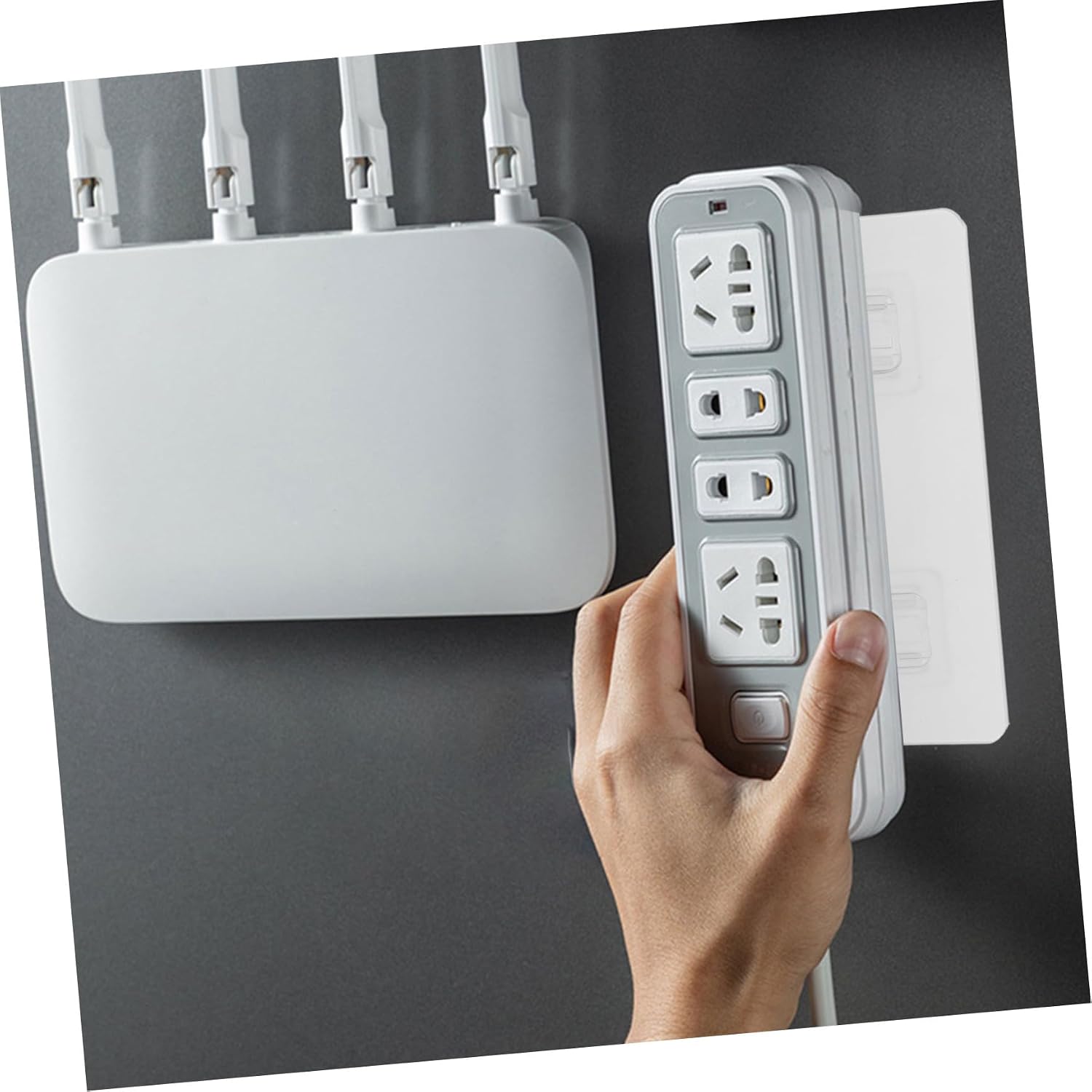  Cabilock 5ensembles Supports Adhésifs Pour Prises De Bureau Fixations Murales Et Supports De Rangement Pour Routeur Lot